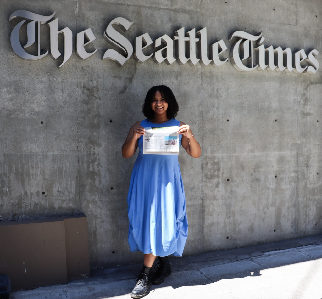 paige censale infront of the seattle times